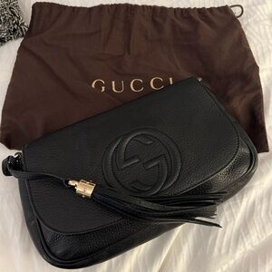GUCCI Black Leather Crossbody Bag